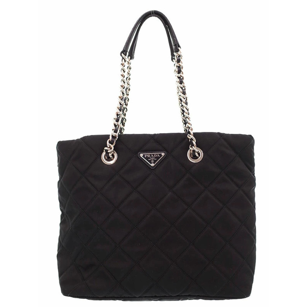 Prada Quilted Chain Tote Bag Black